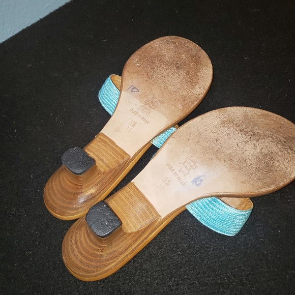 Eric Javits Kitten Heel Sandals Ladies 6.5 Torquoise - Picture 10 of 10